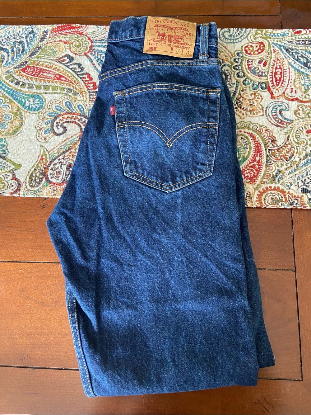 Levi's 505 Straight Leg Jeans in Dark Blue Denim - Picture 2 of 4